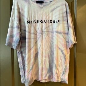 Missguided Pink Lavender Tie-Dye Logo Tee